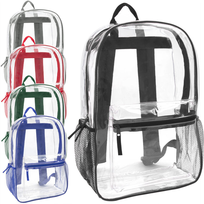 Classic 17 Inch Clear Backpack - 5 Colors - BagsInBulk.com