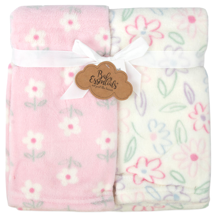 Baby Plush Themed Blankets 36" x 30" - 2 Pack - BagsInBulk.com