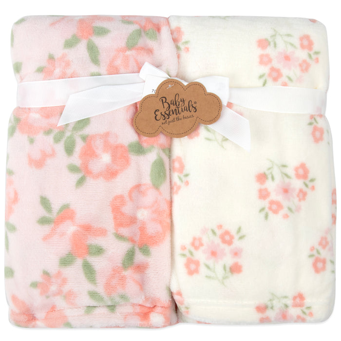 Baby Plush Themed Blankets 36" x 30" - 2 Pack - BagsInBulk.com