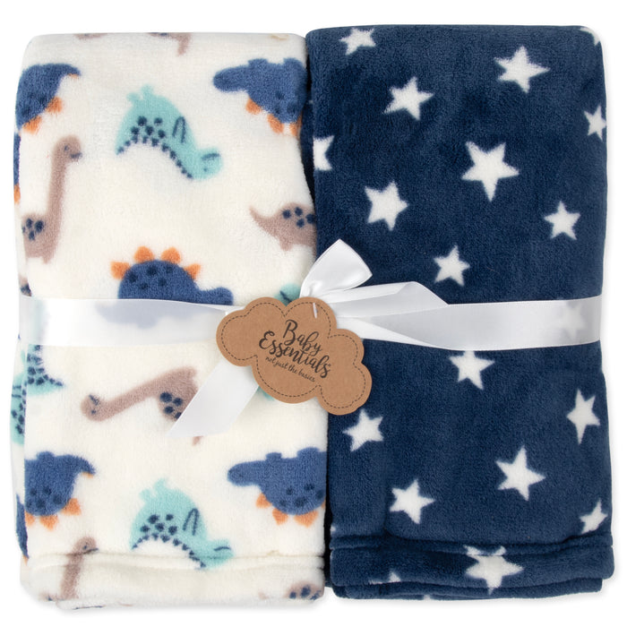 Baby Plush Themed Blankets 36" x 30" - 2 Pack - BagsInBulk.com