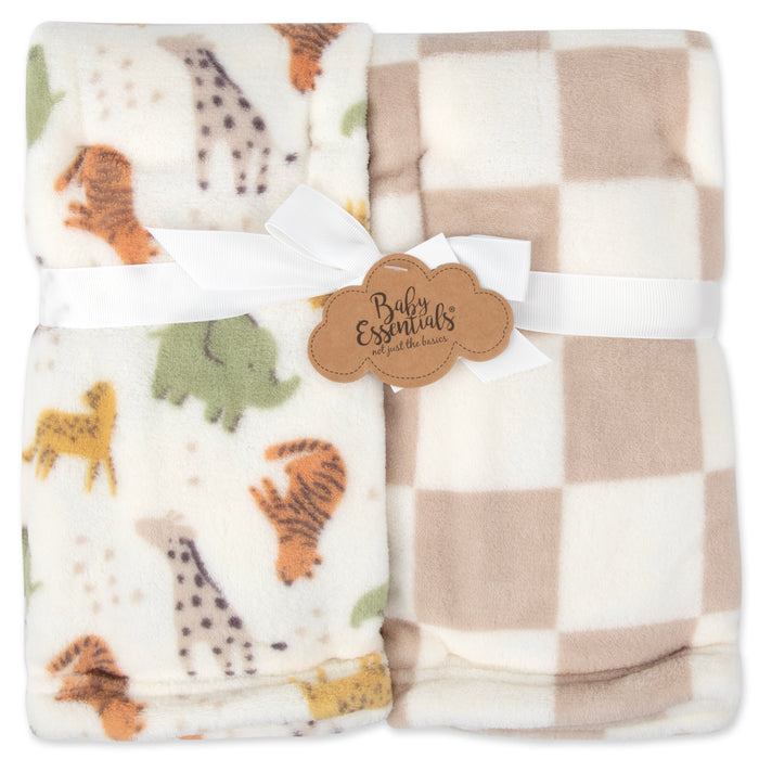 Baby Plush Themed Blankets 36" x 30" - 2 Pack - BagsInBulk.com
