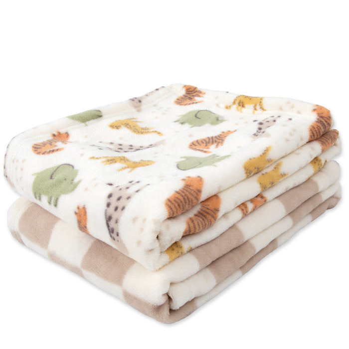 Baby Plush Themed Blankets 2-Pack 36" x 30" - BagsInBulk.com