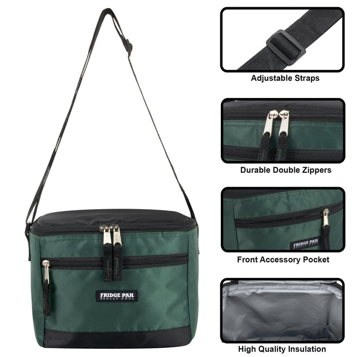 Wholesale Fridge Pak 6 Can Cooler Bag With Front Zippered Pocket -