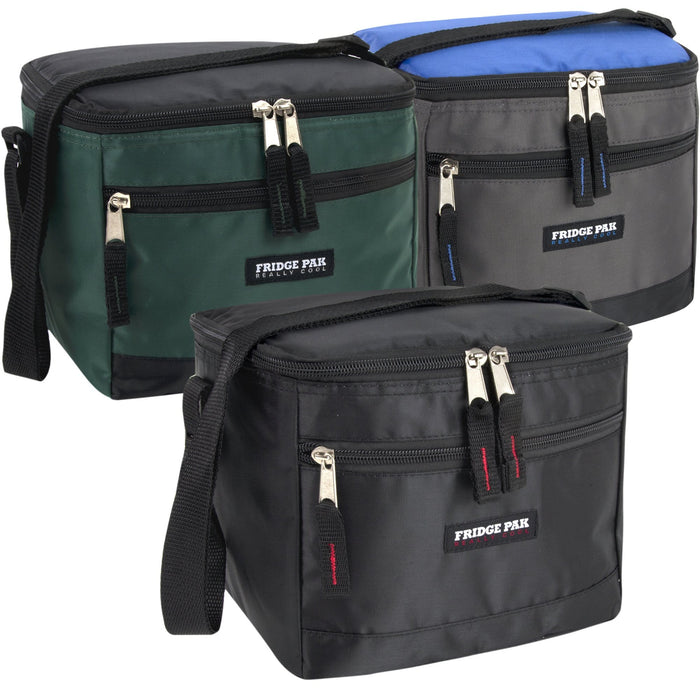 Wholesale Fridge Pak 6 Can Cooler Bag With Front Zippered Pocket -