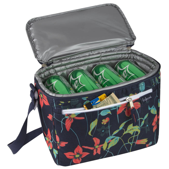 Fridge Pak 12 Can Cooler Bag With Front Zippered Pocket - Floral Prints -