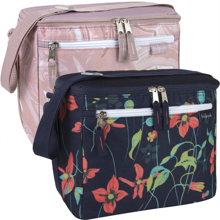 Fridge Pak 12 Can Cooler Bag With Front Zippered Pocket - Floral Prints -