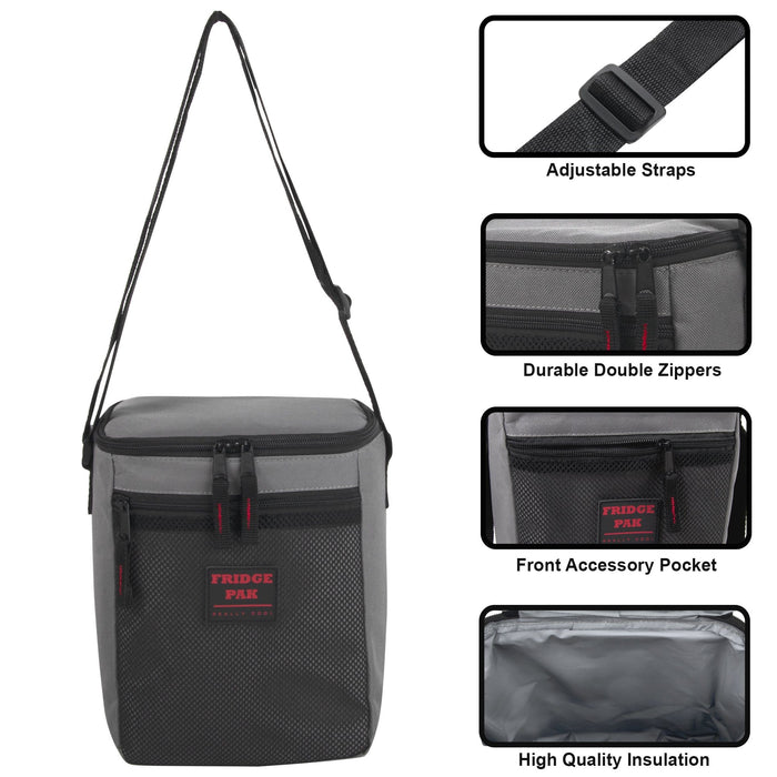 Wholesale Fridge Pak 6 Can Cooler Bag With Front Mesh Pocket -
