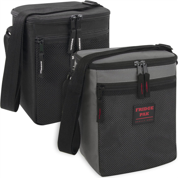 Wholesale Fridge Pak 6 Can Cooler Bag With Front Mesh Pocket -