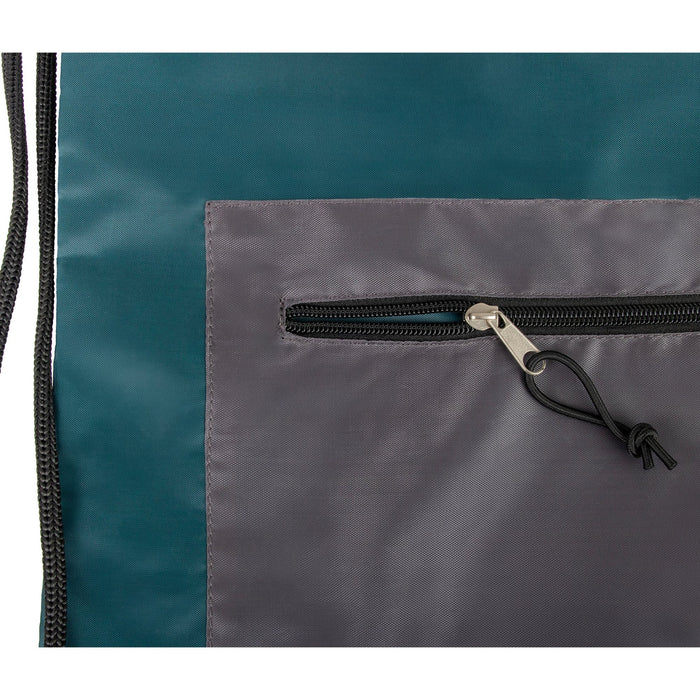 Front Accessory Pocket Drawstring Backpack - 5 Colors - BagsInBulk.com