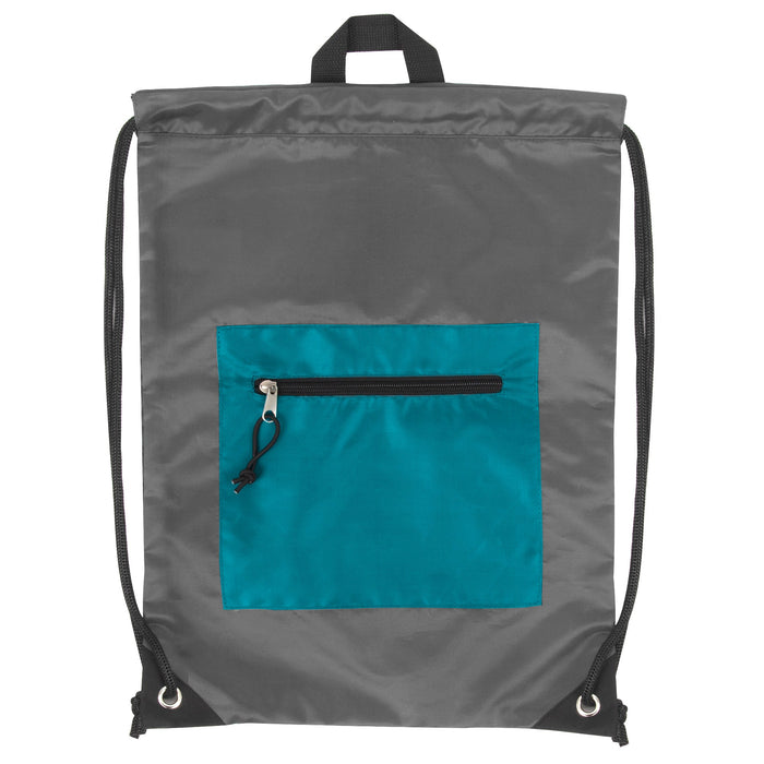 Wholesale Front Accessory Pocket Drawstring Backpack - 5 Color Assortment -