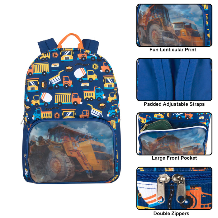 17-inch Picture Changing Lenticular Construction Backpack - BagsInBulk.com