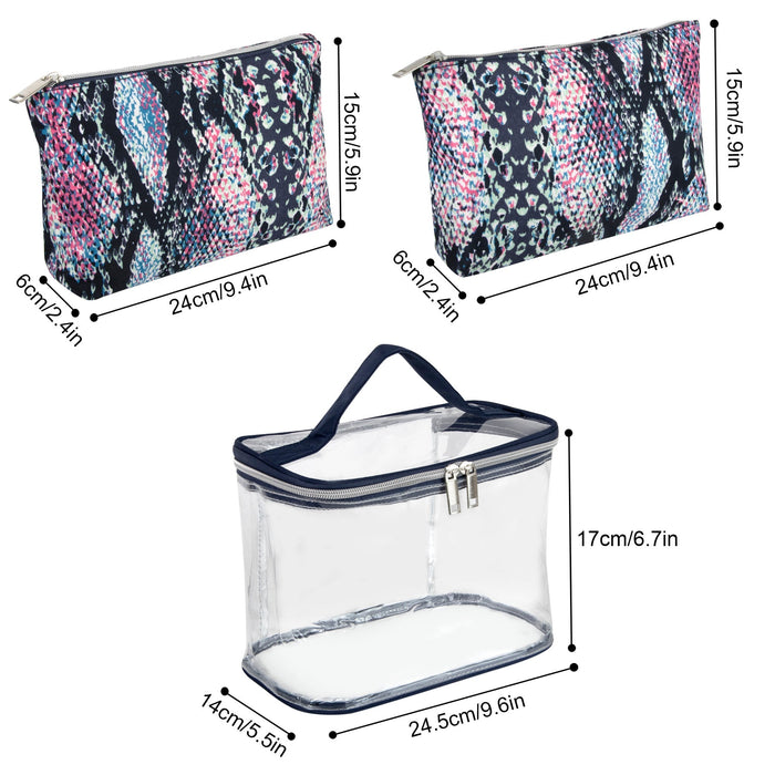 Clear Cosmetic Traveling Case With 2 Cosmetic Pouches - BagsInBulk.com