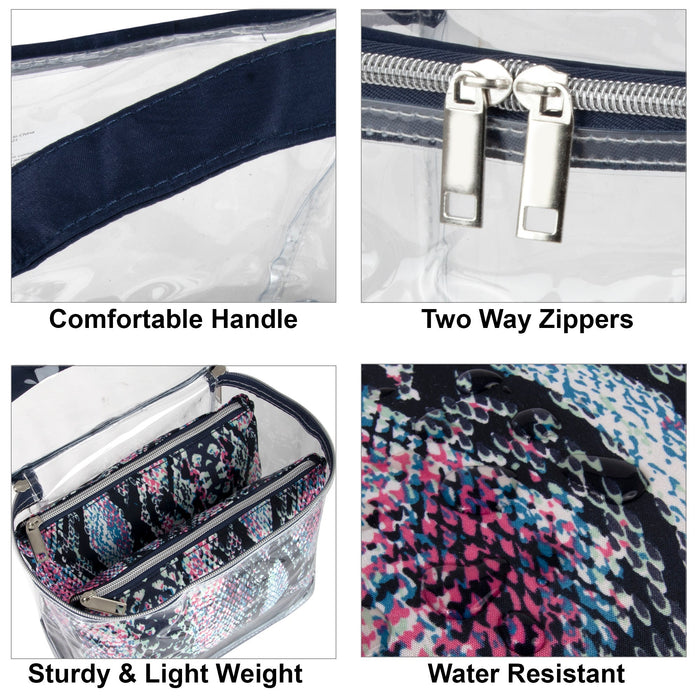 Clear Cosmetic Traveling Case With 2 Cosmetic Pouches - BagsInBulk.com