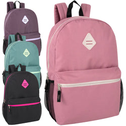19 Inch Lash Tab Backpack w Side Mesh Pockets - Girls Colors - BagsInBulk.com