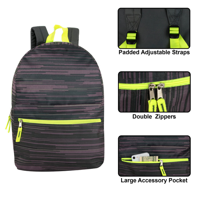 17-Inch Printed Backpack - Green - BagsInBulk.com