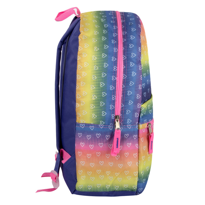 17-Inch Printed Backpack - Hearts - BagsInBulk.com
