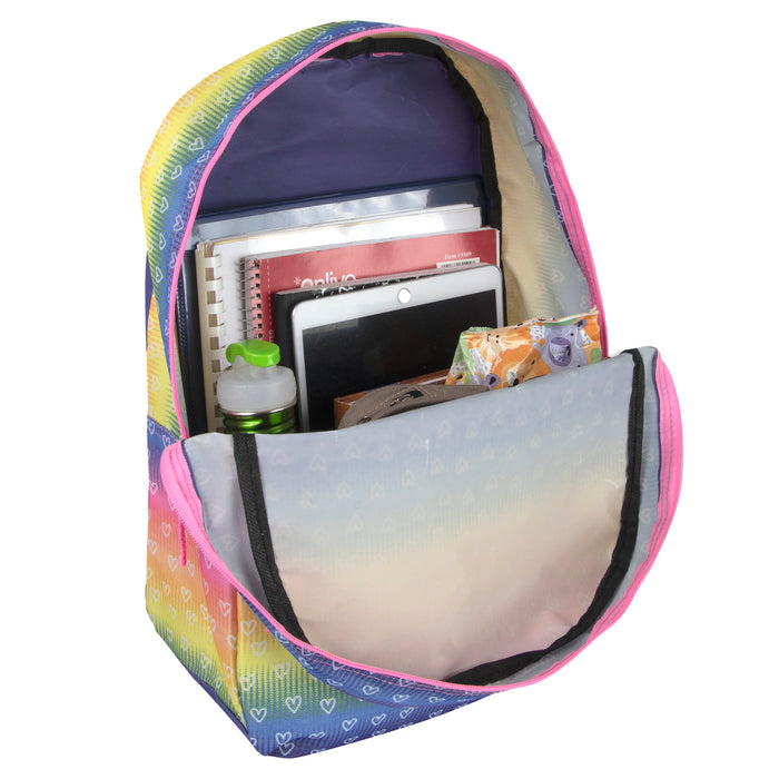 17-Inch Printed Backpack - Hearts - BagsInBulk.com