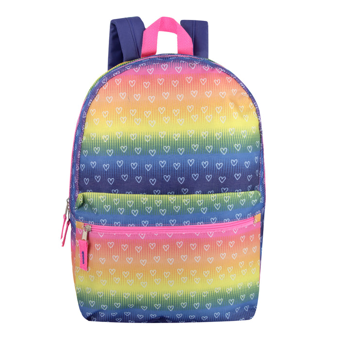17-Inch Printed Backpack - Hearts - BagsInBulk.com