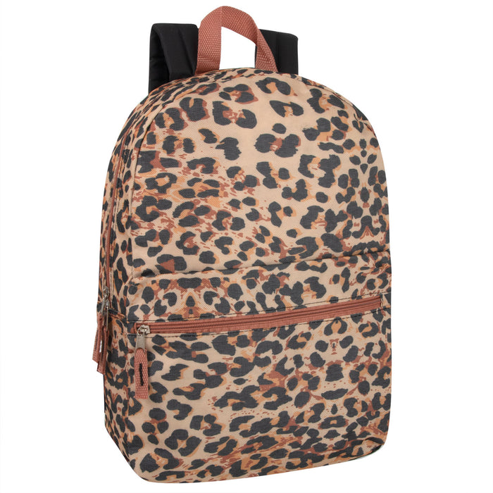 17-Inch Printed Backpack - Leopard Print - BagsInBulk.com