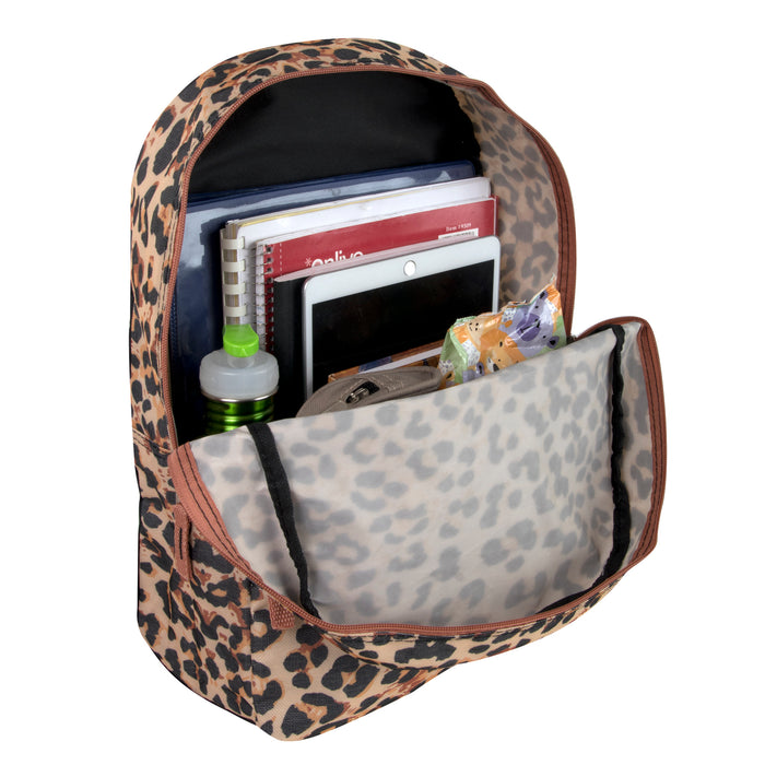 17-Inch Printed Backpack - Leopard Print - BagsInBulk.com