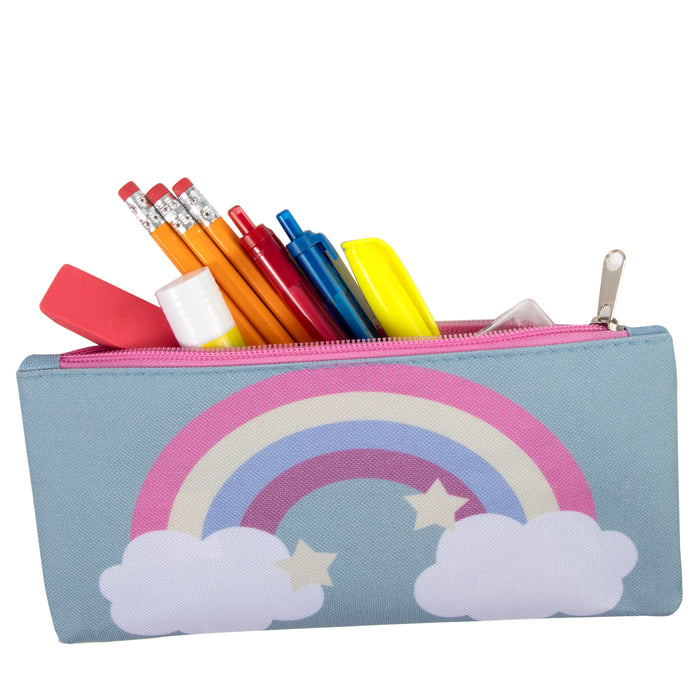 17-Inch Printed Rainbow Backpack With Matching Pencil Case - BagsInBulk.com