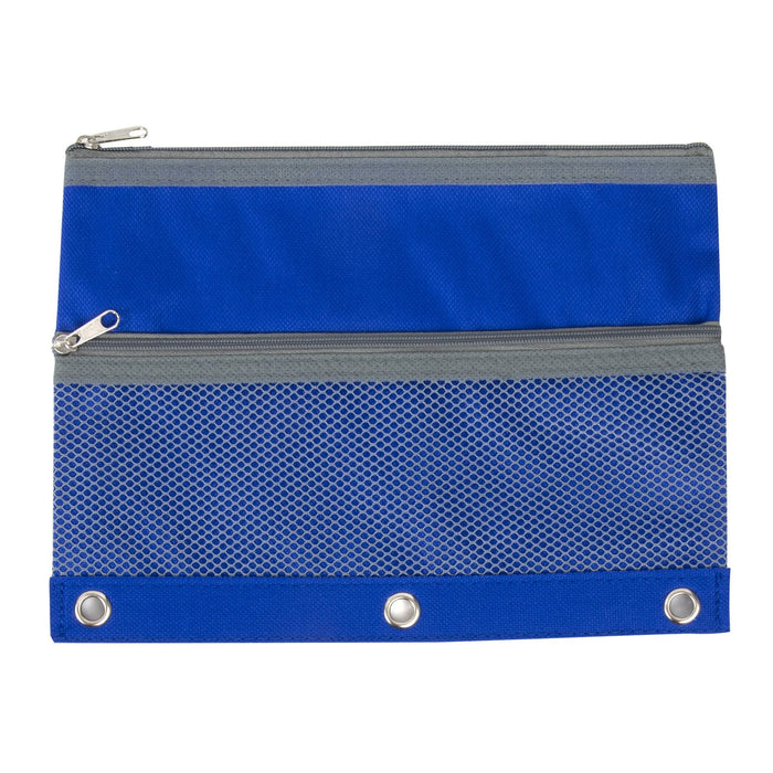 3 Ring Binder Pencil Case with Mesh Pocket - 5 Colors -