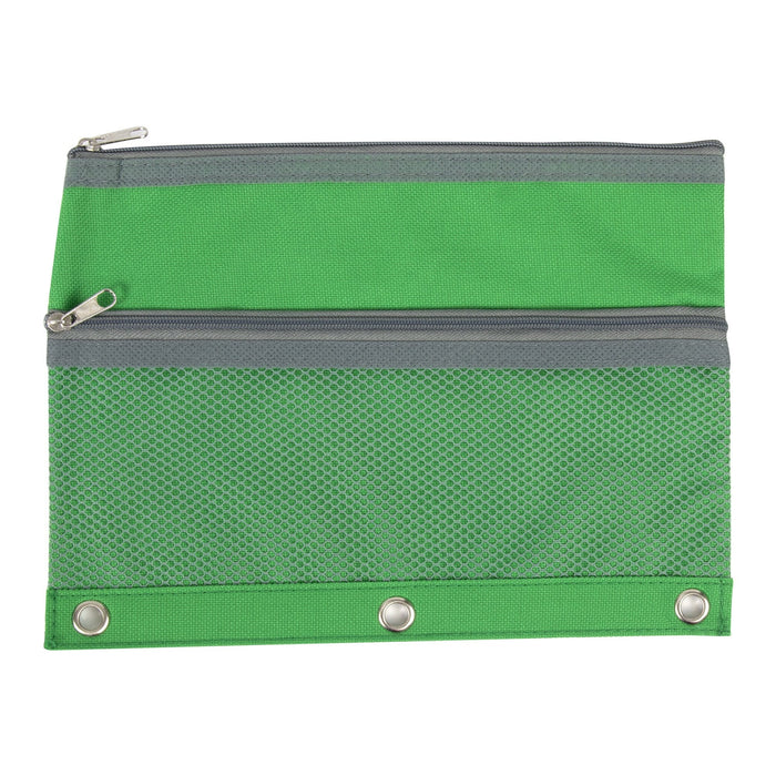 3 Ring Binder Pencil Case with Mesh Pocket - 5 Colors -