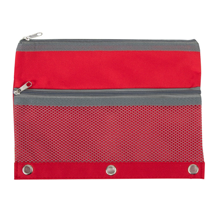 3 Ring Binder Pencil Case with Mesh Pocket - 5 Colors -