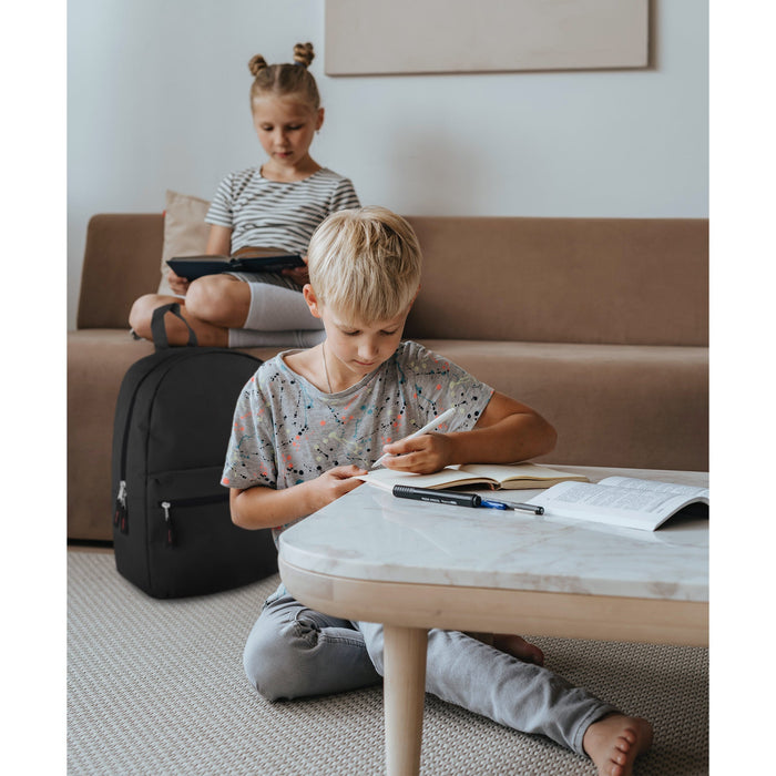 Wholesale 16.5 Inch Solid Color Backpack - Black Only - BagsInBulk.com