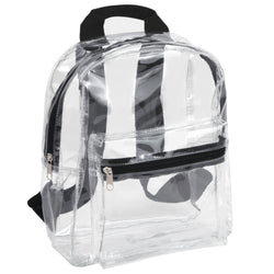 12-inch Clear Mini Backpack - Black - BagsInBulk.com