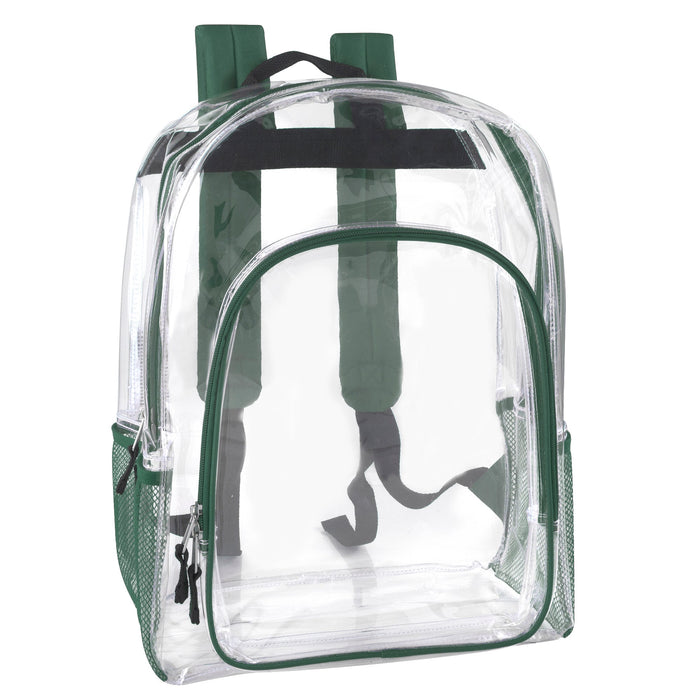 Deluxe 17 Inch Clear Backpack with Side Pockets - BagsInBulk.com