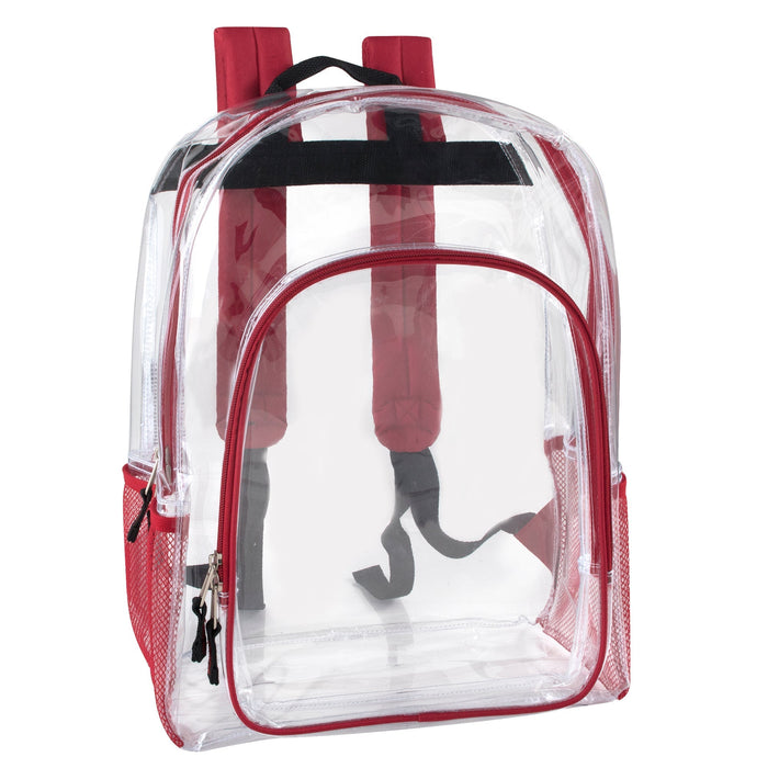 Deluxe 17 Inch Clear Backpack with Side Pockets - BagsInBulk.com