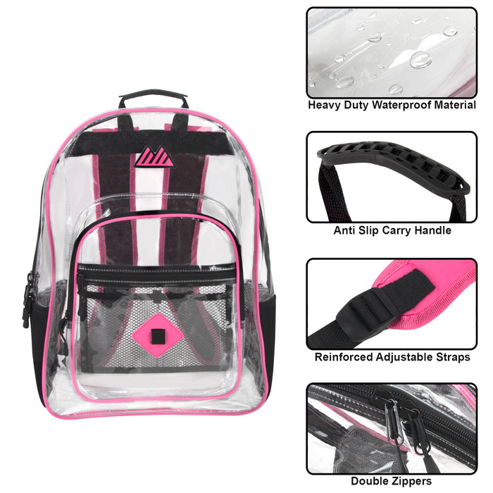 18-Inch Summit Ridge Clear Backpack - Girls Colors - BagsInBulk.com