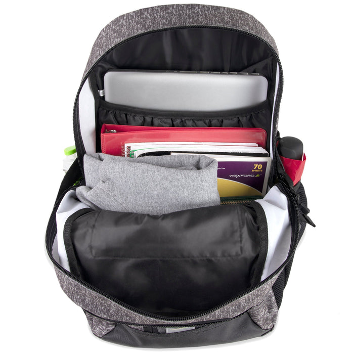 Wholesale 19-inch Mountain Edge Heather Bungee Cord Backpack w Padded Laptop Section -