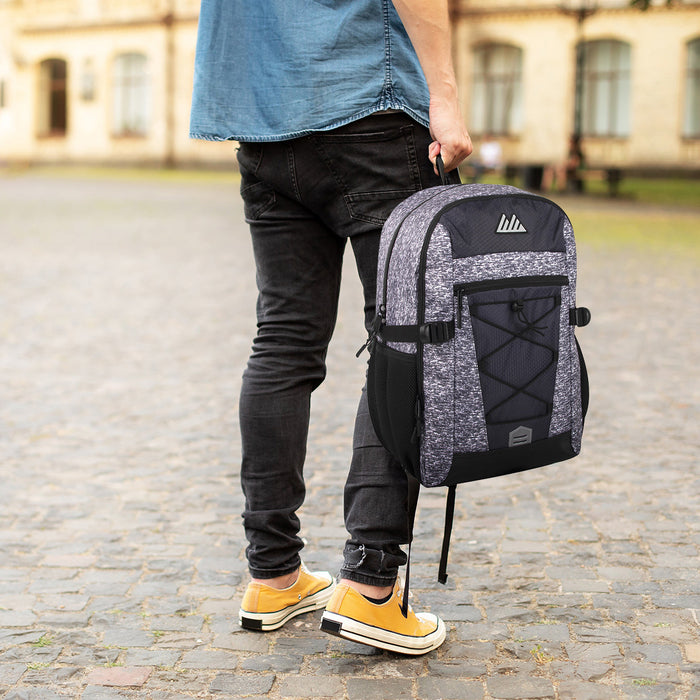 Wholesale 19-inch Mountain Edge Heather Bungee Cord Backpack w Padded Laptop Section -