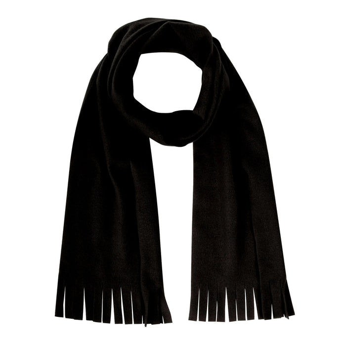 Wholesale Adult Fleece Scarves 60" x 8" With Fringe - Black Only -
