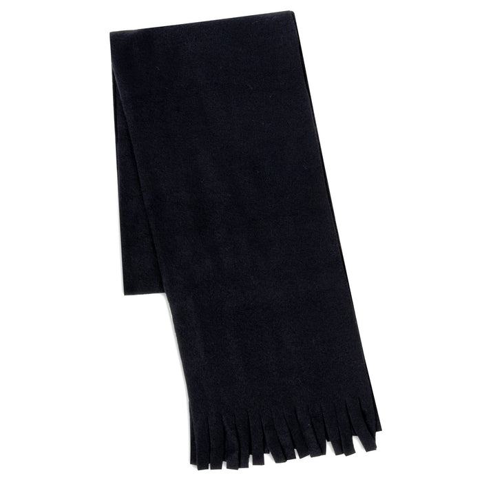 Wholesale Adult Fleece Scarves 60" x 8" With Fringe - Black Only -