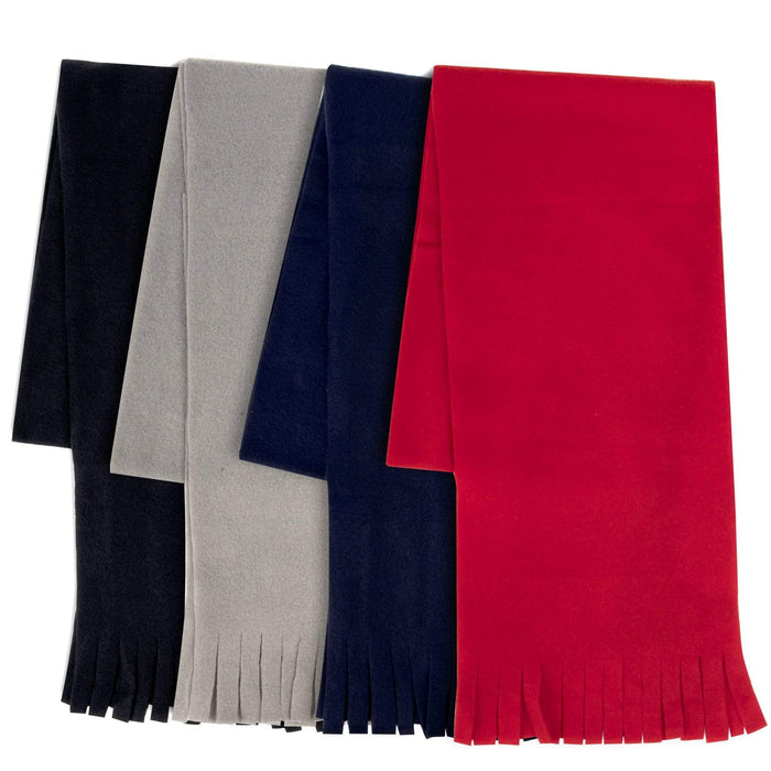 Wholesale Adult Fleece Scarves 60" x 8" With Fringe - Assorted Colors -