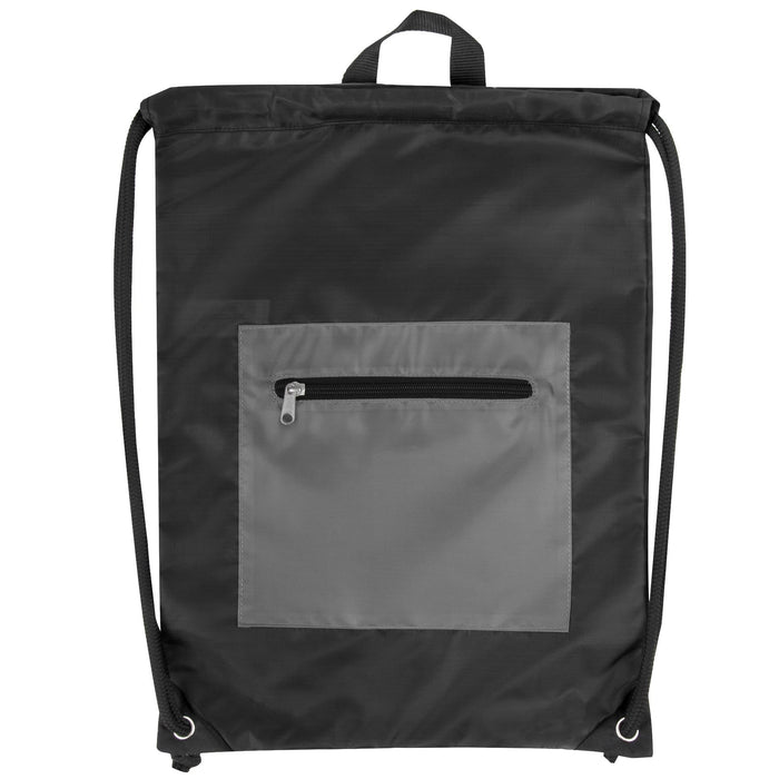 Wholesale Front Zippered Drawstring Backpack - 3 Colors -