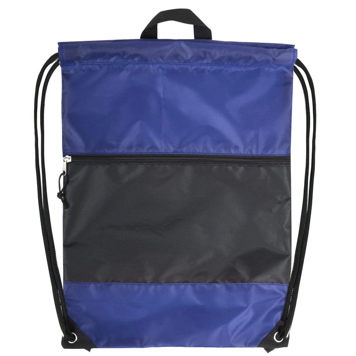 Wholesale 18 Inch Drawstring Bag Large Zippered Section - 5 Color Assortment -