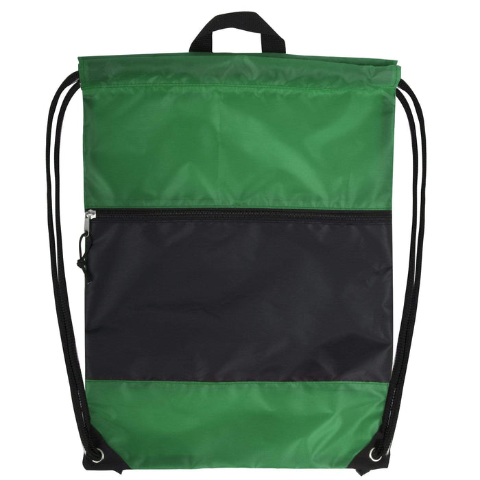 Wholesale 18 Inch Drawstring Bag Large Zippered Section - 5 Color Assortment -