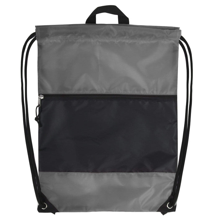 Wholesale 18 Inch Drawstring Bag Large Zippered Section - 5 Color Assortment -