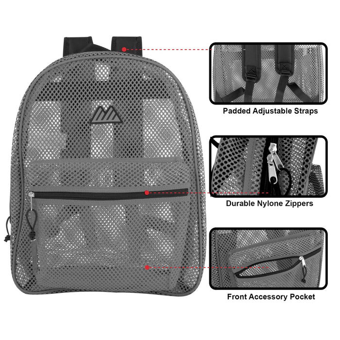 Bulk Premium 17 Inch Mesh Backpack - 3 Colors -