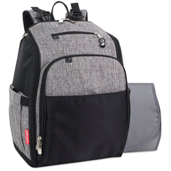 Fisher-Price Fastfinder Multi-Pocket Diaper Bag Backpack - Heather Grey - BagsInBulk.com