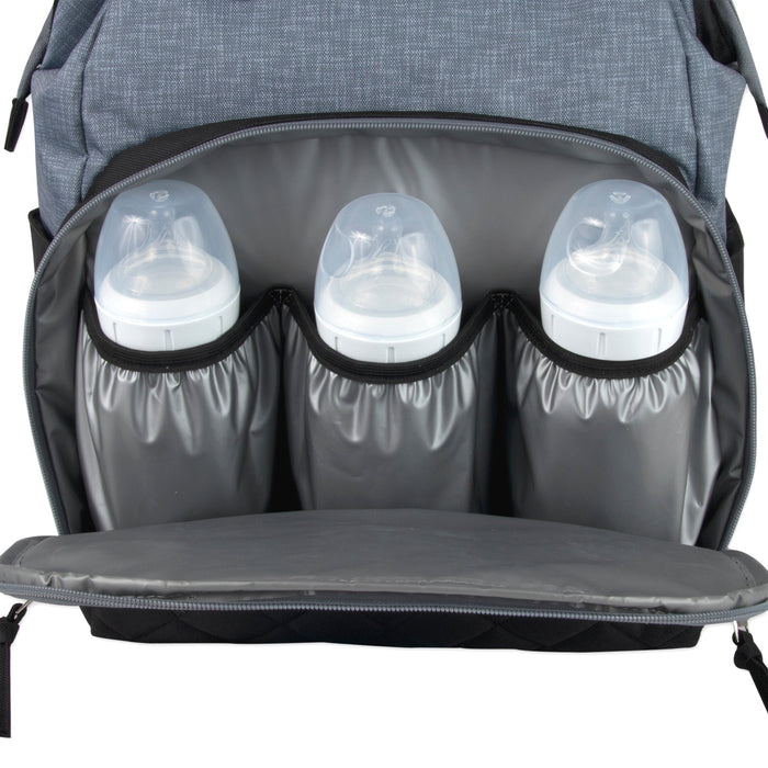Baby Essentials Quilted Diaper Bag Backpack w Changing Pad - Two Tone - BagsInBulk.com
