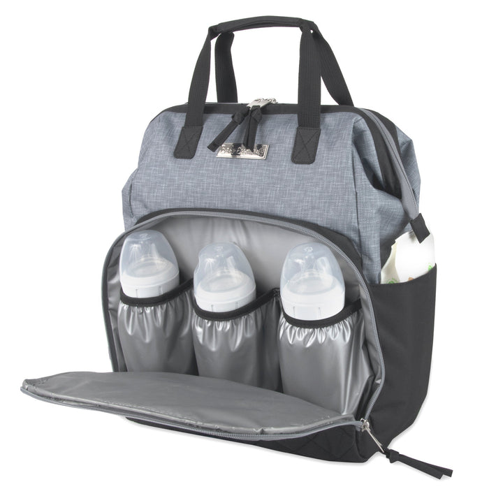 Baby Essentials Quilted Diaper Bag Backpack w Changing Pad - Two Tone - BagsInBulk.com