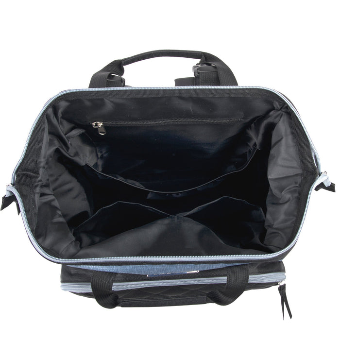 Baby Essentials Quilted Diaper Bag Backpack w Changing Pad - Two Tone - BagsInBulk.com