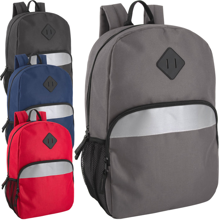 17-Inch Safety Reflective Backpack with Side Pocket - BagsInBulk.com