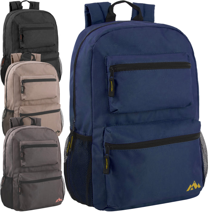 17-Inch Double Front Pocket Backpack - 4 Colors - BagsInBulk.com