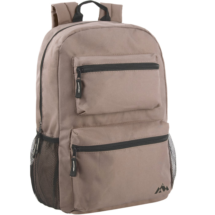 17-Inch Double Front Pocket Backpack - 4 Colors - BagsInBulk.com